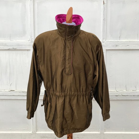 Skea Paris Vail Popover Anorak Ski Jacket Vintage 80s Metallic Olive & Pink - Picture 8 of 13